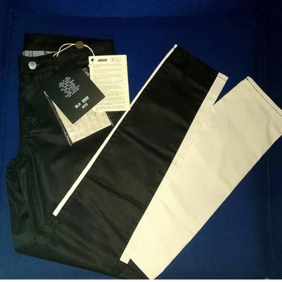 BLK DNM NYC Black/White Colorblock Jeans - Picture 2 of 3